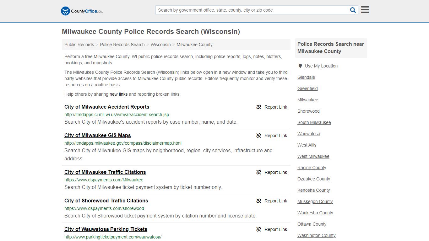 Milwaukee County Police Records Search (Wisconsin) - County Office